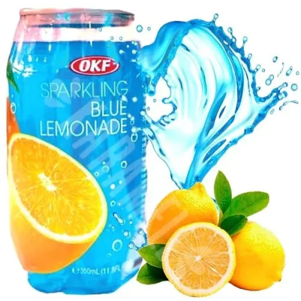 Напій газований освіжаючий OKF Sparkling Blue Lemonade Окф Ігристий Блакитний Лимонад Баночка 350мл - 2