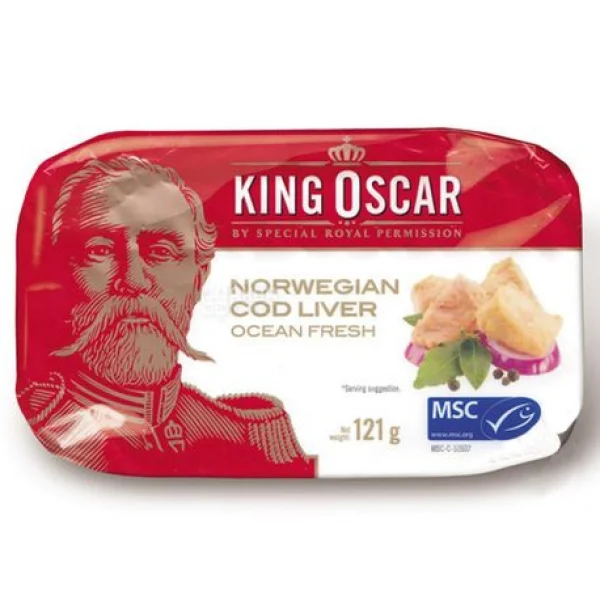 Печінка тріски King Oscar Norwegian Cod Liver Ocean Fresh Кінг Оскар Норвежська Омега3 121г - 1