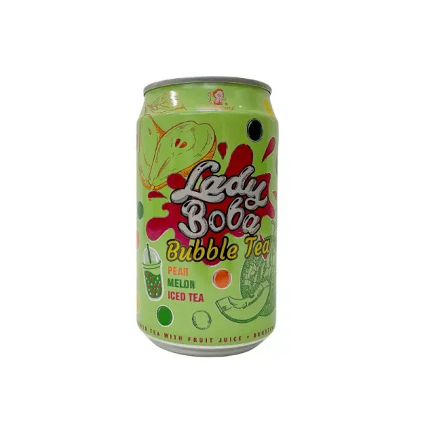 Напій Чай охолоджений з соком фруктів Madam Hong Lady Boba Bubble Iced Tea Pear Melon Мадам Хонг Пепіно Диня грушева Баночка 320мл - 1