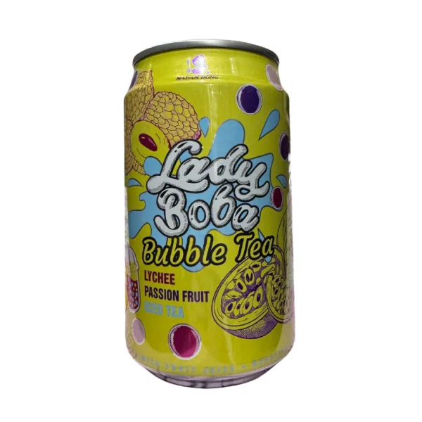 Напій Чай охолоджений з соком Madam Hong Lady Boba Bubble Iced Tea Lychee Passion Fruit Melon Мадам Хонг Зелений Лічі Банка 320мл - 1