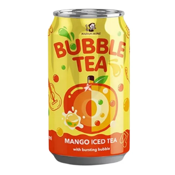 Напій Чай охолоджений з соком Madam Hong Lady Boba Bubble Iced Tea Mango with Bursting Bubble Мадам Хонг Манго Банка 315мл - 1