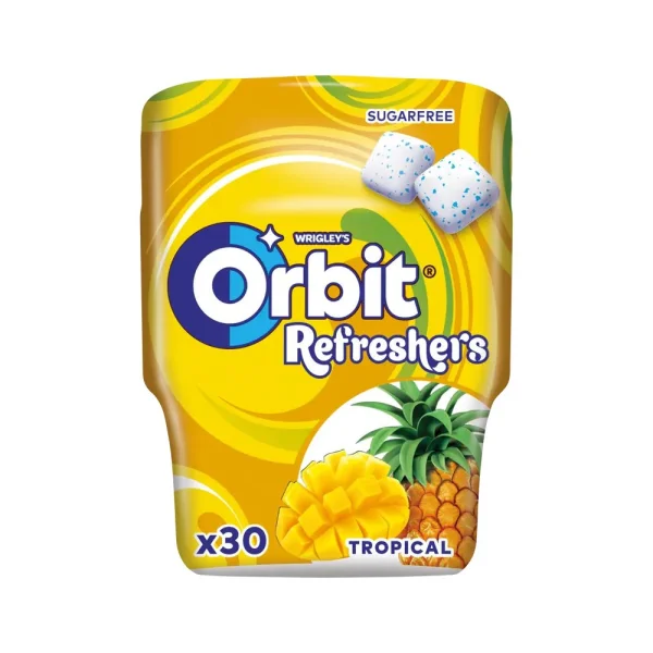Жувальна гумка Подушки без Цукру Wrigleys Orbit Refresher Tropical Pineapple Орбіт жуйка жовта БаблГам Тропік Ананас Коробка 30шт - 1