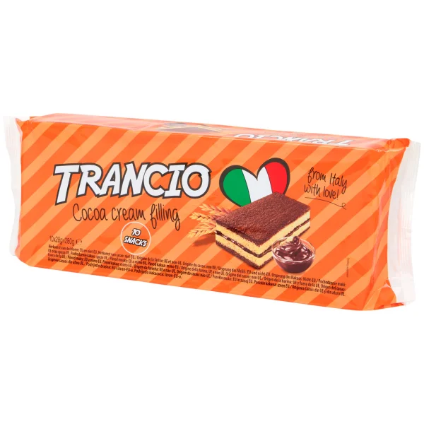 Тістечка міні шоколадні з злаками Balconi Trancio Cocoa cream Filling Snacks Транчіо з вершково-шоколадною начинкою 10шт 280г - 1