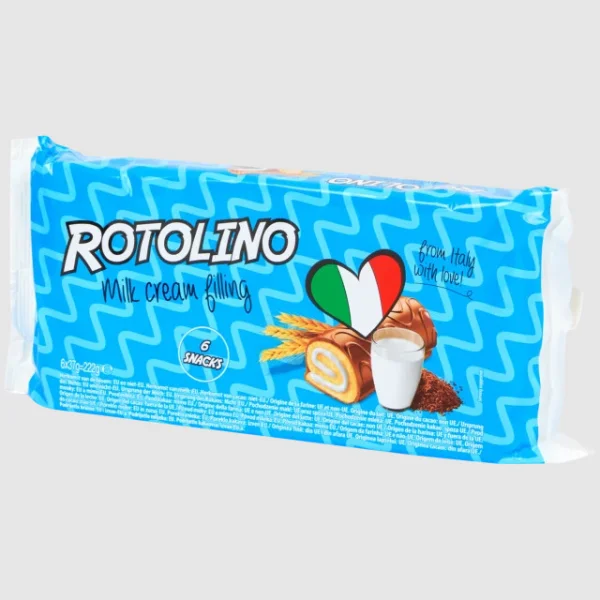 Тістечка міні рулети шоколадні Balconi Rotolino Milk cream Filling Snacks Балконі Ротоліно з вершково-молочним кремом 6шт 222г - 1