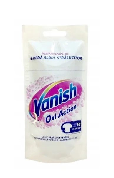 Плямовивідник для Білого Vanish Oxi Action White Ваніш Дія Оксі рідкий для Світлих та Білих Речей Рідкий без хлору Пакет 100мл - 1