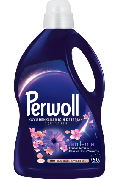 Гель для прання Чорних та темних тканин Perwoll Black Detergent Renew Dark Bloom Перволь Відновлення Кольорів 50прань 2750мл - 1