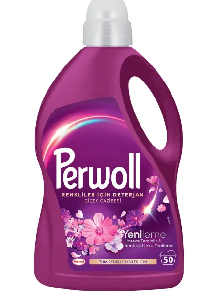 Гель для прання Кольорових тканин Perwoll Flower Charm Detergent Color Renew Перволь Відновлення Кольорів 50прань 2750мл - 1