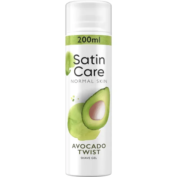 Гель для гоління Жіночий аерозоль Gillette Satin Care Normal Skin Avocado Twist Shave Gel Сатін олія Авокадо Нормальна шкіра 200мл - 1