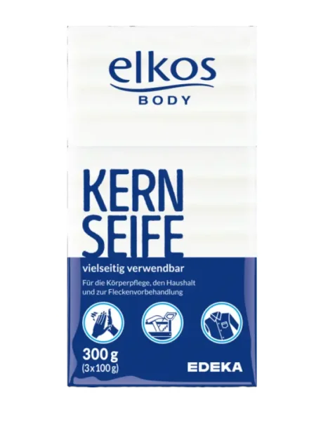 Мило Господарське Універсальне Edeka Elkos body Kern Seife vielseitig Verwendbar Едека від плям та бруду Кускове 3шт 300г - 1