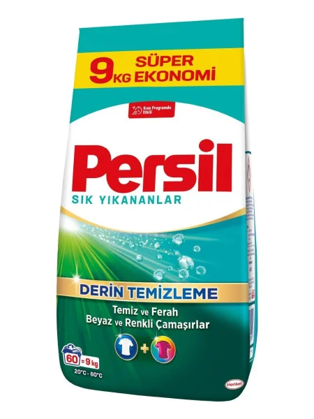 Порошок для прання Біле та Кольорове Persil Sik Yikananlar derin temizleme Renkler Персіл для світлих речей Мішок 60прань 9кг - 1