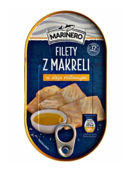 Макрель філе в Соняшниковій олії Marinero Filety Makreli w oleju roslinnym Марінеро скумбрія шматочки Євробанка 170г - 1