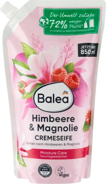 Крем-мило рідке Зволожуюче Balea Himbeere&Magnolie Cremeseife Moisture Care Балеа з ароматом Малини та квітів Магнолії 850мл - 1
