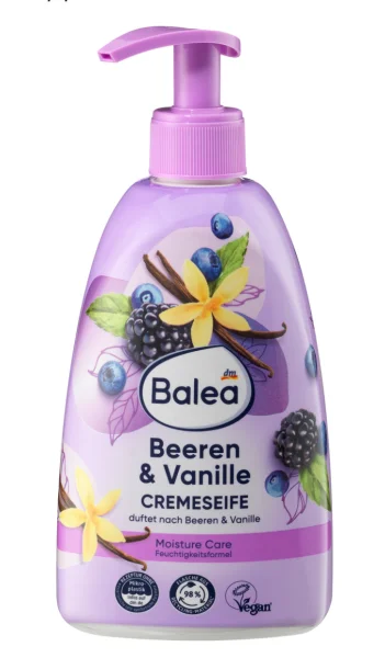 Крем-мило рідке Зволожуюче з Дозатором Balea Beeren&Vanille Cremeseife Moisture Care Балеа з ароматом Лісових ягід та Ванілі 500мл - 1