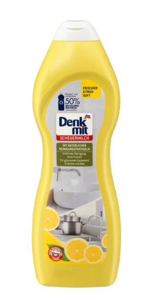 Молочко піна Активна для очищення Поверхонь Denkmit Scheuermilch Reinigungs Lemon Денкміт з натуральними очисними частинками 750мл - 1