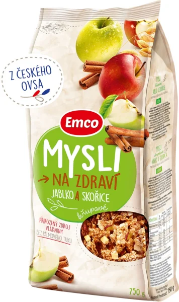 Мюслі Emco Mysli Na zdravi Jablko Skorice Емко вівсяні Пластівці суміш Злаків яблуко і кориця 750г - 1