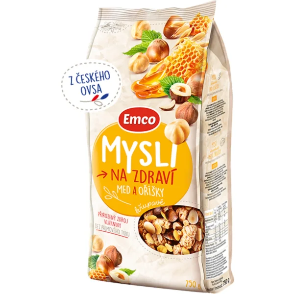 Мюслі Emco Mysli Na zdravi Medové s ořechy Емко вівсяні Пластівці суміш Злаків та Горіхів з Медом 750г - 1