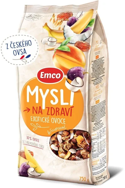 Мюслі Emco Mysli Na zdravi Exotické Ovoce Емко вівсяні Пластівці суміш Злаків та Екзотичних фруктів 750г - 1