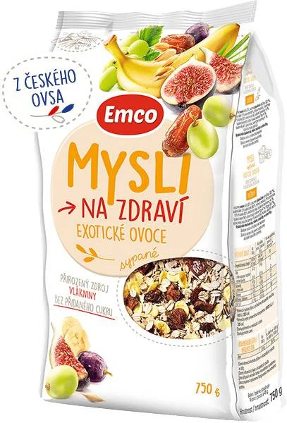 Мюслі Emco Mysli Na zdravi Sypané Exotické Ovoce Емко вівсяні Пластівці суміш Злаків та Екзотичних фруктів 750г - 1