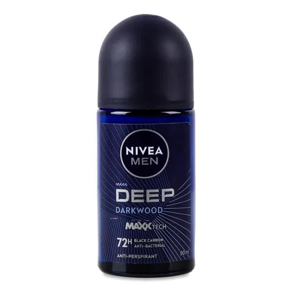Антиперспірант Шариковий Nivea MEN Deep Darkwood Black Carbon Maxx Tech Antibacterial 72h Нівеа Чорний Карбон Деревне Вугілля 50мл - 1