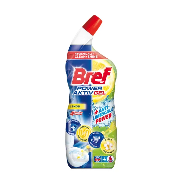 Гель для чищення унітазів Bref Power Aktiv Gel WC Anti Limescale Lemon Бреф очищувач Антиналіт аромат Лимон 700мл - 1