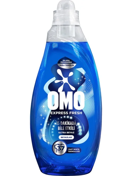 Гель для Шидкого прання Білої та Кольорової білизни Omo Express Fresh Fast White Омо Швидке відбілювання 37 прань 1480мл - 1