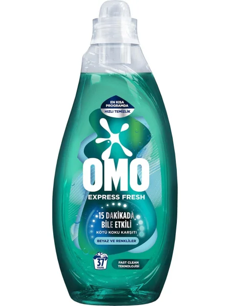Гель для Шидкого прання Білої та Кольорової білизни Omo Express Fresh Fast Clean Омо Швидке очищення Одорант 37 прань 1480мл - 1