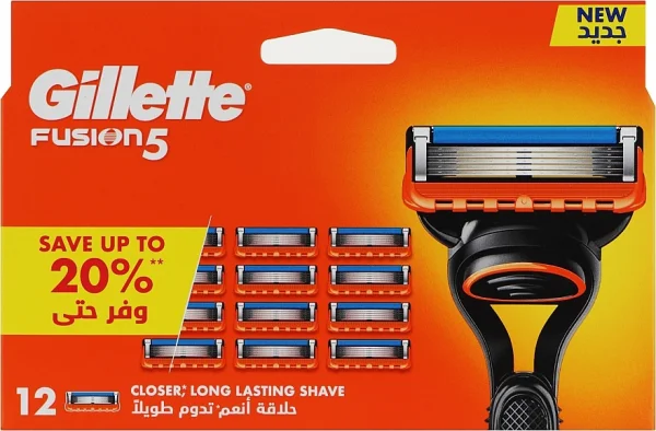 Касети Леза змінні Бритви Чоловічі Gillette Fusion5 Cartrige Джілет Фьюжн5 Картріджі одноразові Змащувальна змужка 5лез 12шт - 1