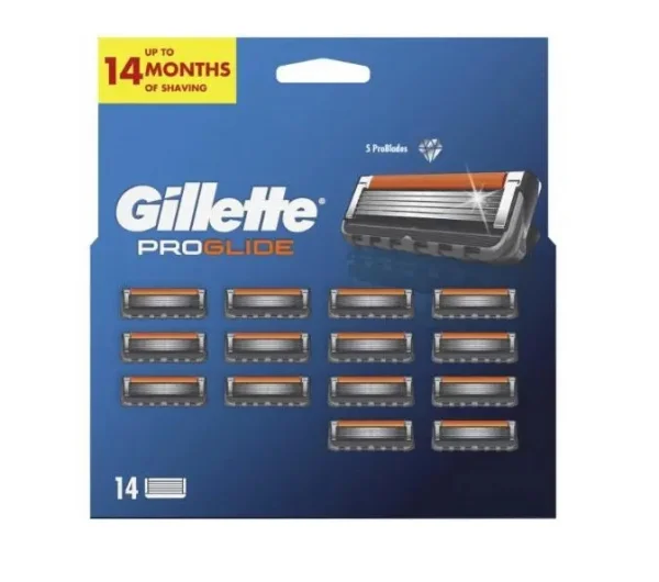Касети Леза змінні Бритви для гоління Чоловічі Gillette ProGlide Джілет Про Глайд Картріджі одноразові Змащувальна змужка 5лез 14шт - 1