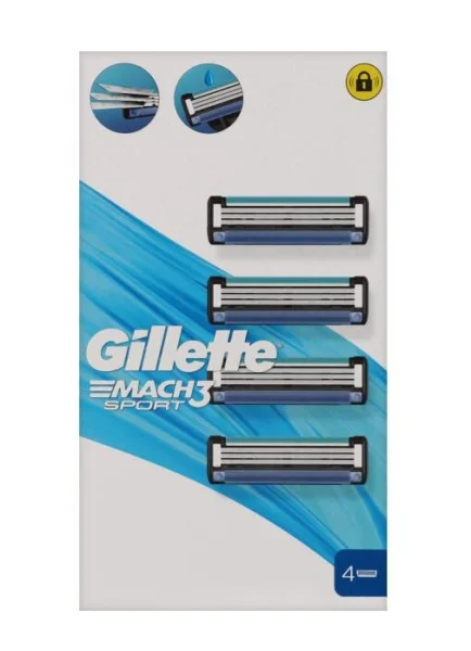 Касети Леза змінні Бритви Чоловічі Gillette Mach3 Sport Cartrige Джілет Картріджі одноразові Змащувальна змужка 3леза 4шт - 1