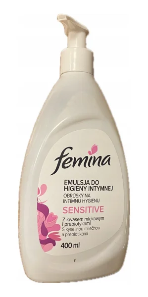 Емульсія Інтимної гігієни з Дозатором Femina Sensitive Emulsija do Intymnej Higieny Феміна молочна кислота та Пребіотики 400мл - 1