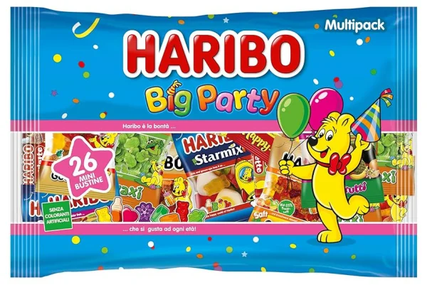 Цукерки желейні Асорті Haribo Big Party Multipack Mini Mixed Fruit Харібо Велика вечірка Ягідний мікс Кола 26шт Пакет 470г - 1