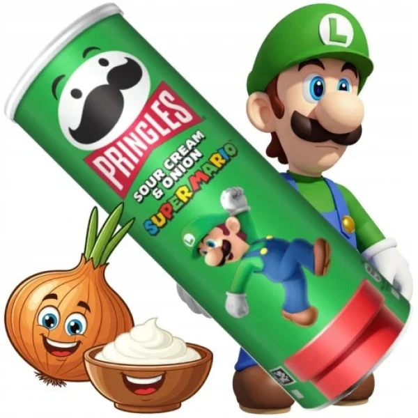 Чіпси картопляні Pringles Super Mario Sour Cream&Onion Princess Прінглз Супер Маріо Сметана та Цибуля Тубус 165г - 1