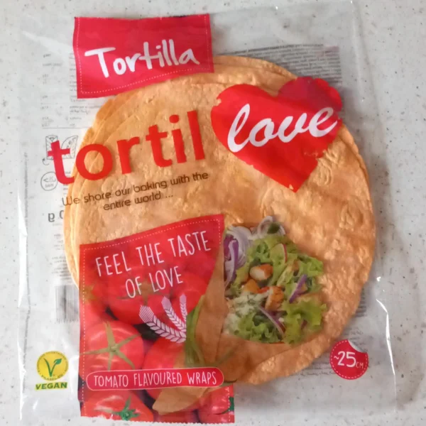 Хлібці Тортилья з Пшеничного борошна гріль Tortilla Tortil Love Tomato Flavoured Wraps Тортілла млинці круглі з Томатами 25см 4шт - 1