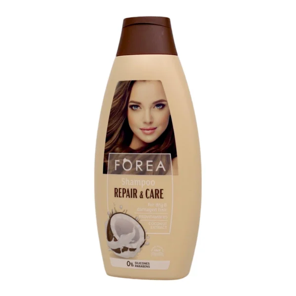 Шампунь для сухого та Пошкодженого волосся Forea Repair&Care Coconut Provitamin B5 Фореа екстракт Кокосу без Силіконів 500мл - 1