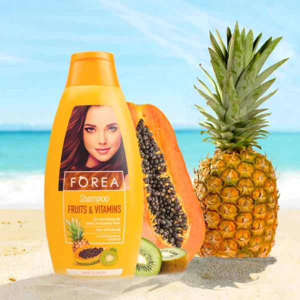 Шампунь для нормального та Cухого волосся Forea Fruits&Vitamins Provitamin B5 Фореа екстракт фруктів Вітаміни без Силіконів 500мл - 1