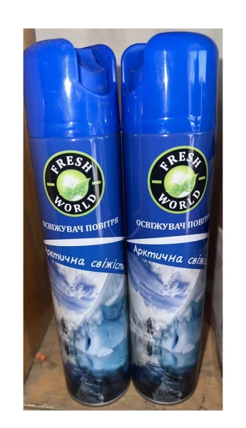 Освіжувач повітря Аерозольний Fresh World Spray Свіжий світ для Туалету та кухні Спрей Арктична свіжість 300мл - 1