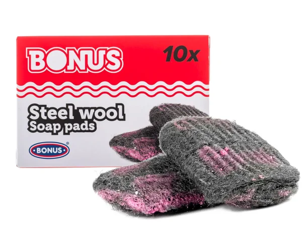 Губка з Милом та Cіткою для чищення каструль і сковорідок Bonus Steel wool soap Pads з ароматом Лимона 10шт - 1