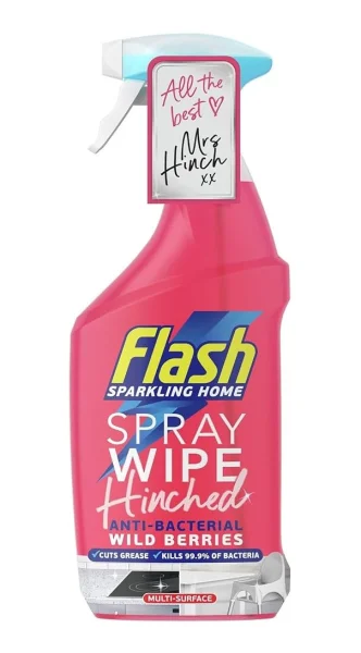 Засіб для чищення Мультиповерхонь Спрей Flash Sparkling Home Spray Wipe Hinched Флеш антибактеріальний аромат лісових ягід 800мл - 1