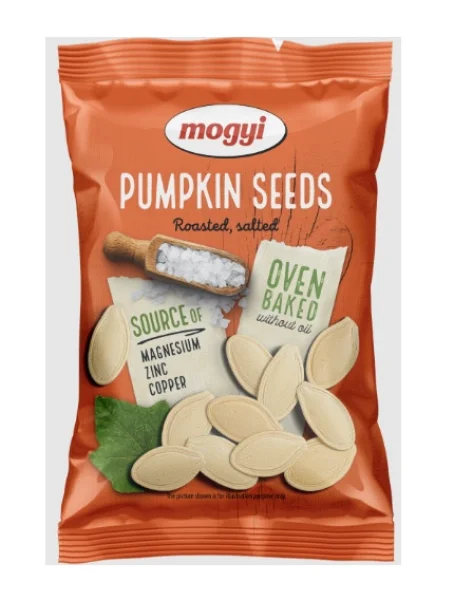 Насіння Гарбуза Біле Mogyi Pumpkin Seeds Roasted Salted Модьі з сіллю Смажене без масла вакуум Пакет 50г - 1