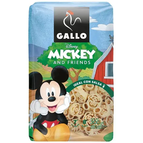 Макарони Дитячі Мультяшні Gallo Disney Mickey&Friends Pasta Галло Паста Дісней Мікі Мауз білі Пакет 300г - 1