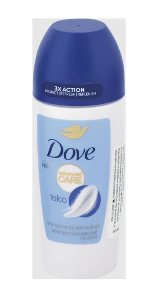 Антиперспірант жіночий Шариковий Dove Advanced Care antiperspirant Talco 72h 3x-Action Pro-ceramid Дав широкий Догляд Тальк 150мл - 1