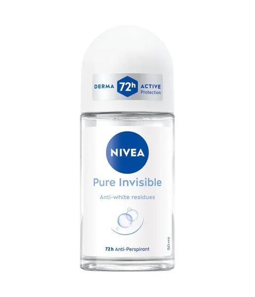 Антиперспірант Шариковий Nivea Pure Invisible Anti White residue Derma Active Protection 72h Нівеа невидимий проти Білих плям 50мл - 1