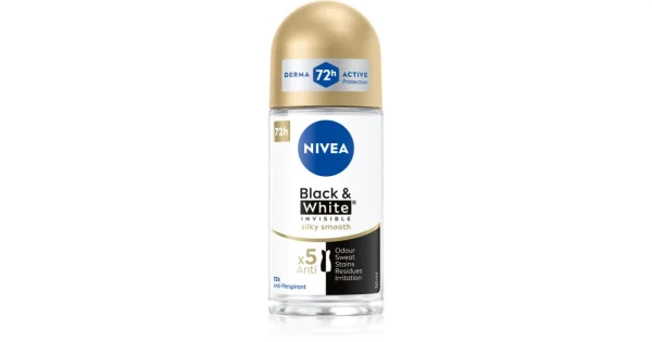 Антиперспірант Шариковий Nivea Black&White Invisible Silky Smooth Derma Active Protect 72h Нівеа невидимий Гладкий Шовк 50мл - 1