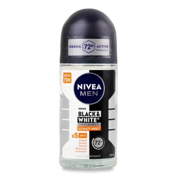 Антиперспірант Шариковий Nivea MEN Black&White Invisible Ultimate impact Derma Protect 72h Нівеа невидимий Кінцевий вплив 50мл - 1