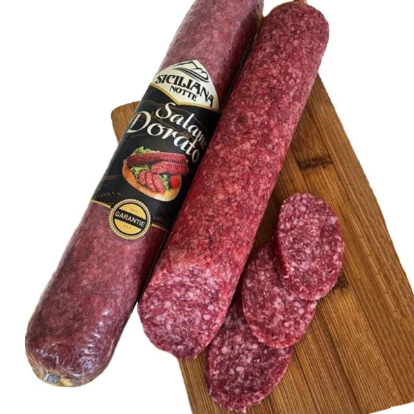 Ковбаса Салямі сирокопчена Siciliana Notte Salame Dorato Сицилійська ніч Дорато свинина Палка 300г - 2