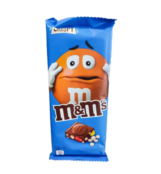 Шоколад молочний з Рисовими пластівцям M&Ms Crispy ММс Хрусткий з кольоровими драже Плитка 150г - 1