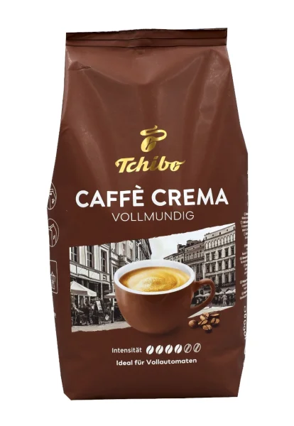 Кава в зернах для Кавомашин Tchibo Caffe Crema Vollmundig ideal Coffee Machines Чібо Еспресо Насичений смак Арабіка Темна 1000г - 1