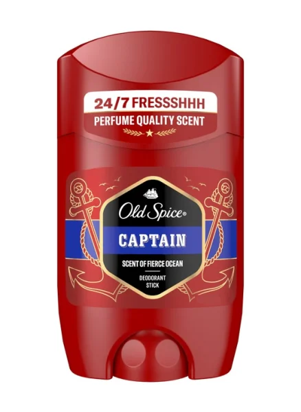 Дезодорант-стік Чоловічий Old Spice Captain Scent Fierce Ocean Deodorant Stick 24/7h Freshness Олд Спайс Капітан Океан 50г - 1