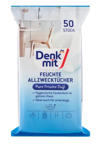 Серветки Вологі для Прибирання Універсальні DenkMit Feuchte Pure Frische Dult Allzwecktucher Денкміт з Клапаном 50шт - 1