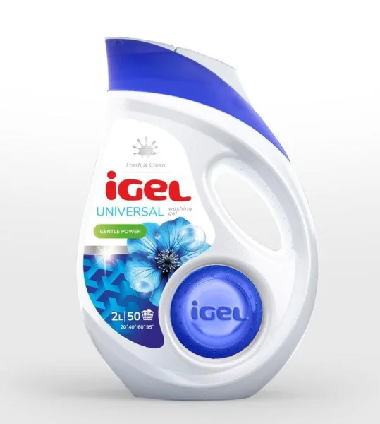 Гель для прання Універсальний IGeL Fresh&Clean Washing Gel Gentle Power Universal Айгель Сині квіти Ковпачок Дозатор 50прань 2л - 1